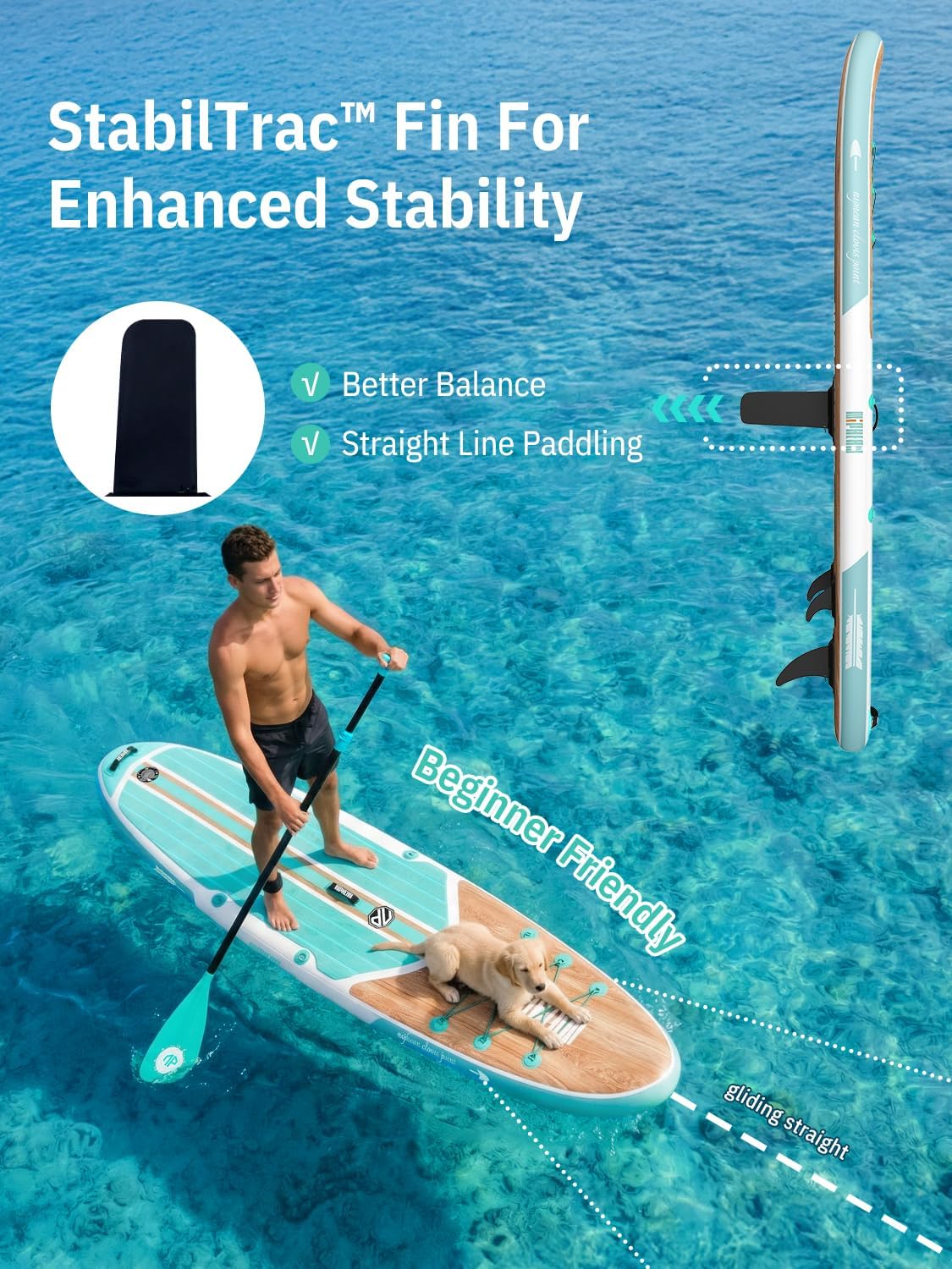 Niphean Inflatable Stand Up Paddle Board with SUP Accessories, Anti-Slip EVA Deck, 10’6’’ Inflatable Paddle Boards for Adults & Youth of All Skill Levels