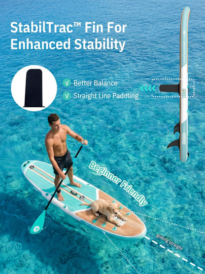 Niphean Inflatable Stand Up Paddle Board with SUP Accessories, Anti-Slip EVA Deck, 10’6’’ Inflatable Paddle Boards for Adults & Youth of All Skill Levels
