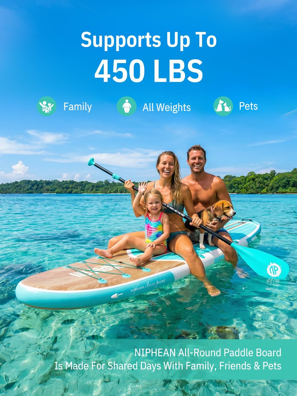 Niphean Inflatable Stand Up Paddle Board with SUP Accessories, Anti-Slip EVA Deck, 10’6’’ Inflatable Paddle Boards for Adults & Youth of All Skill Levels